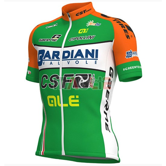 2018 Maglia Bardiani Csf Manica Corta Verde e Bianco